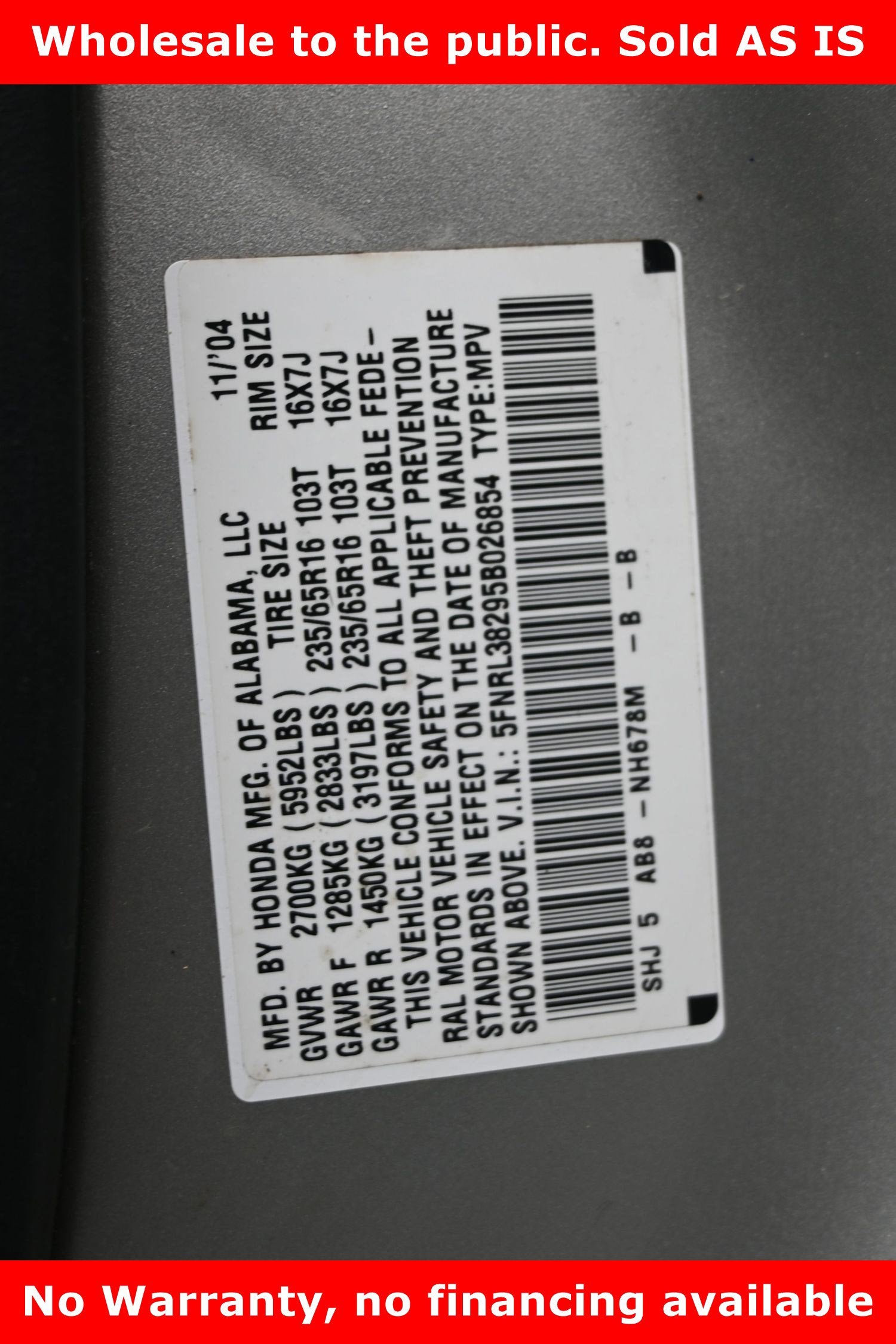 2005 Honda Odyssey LX